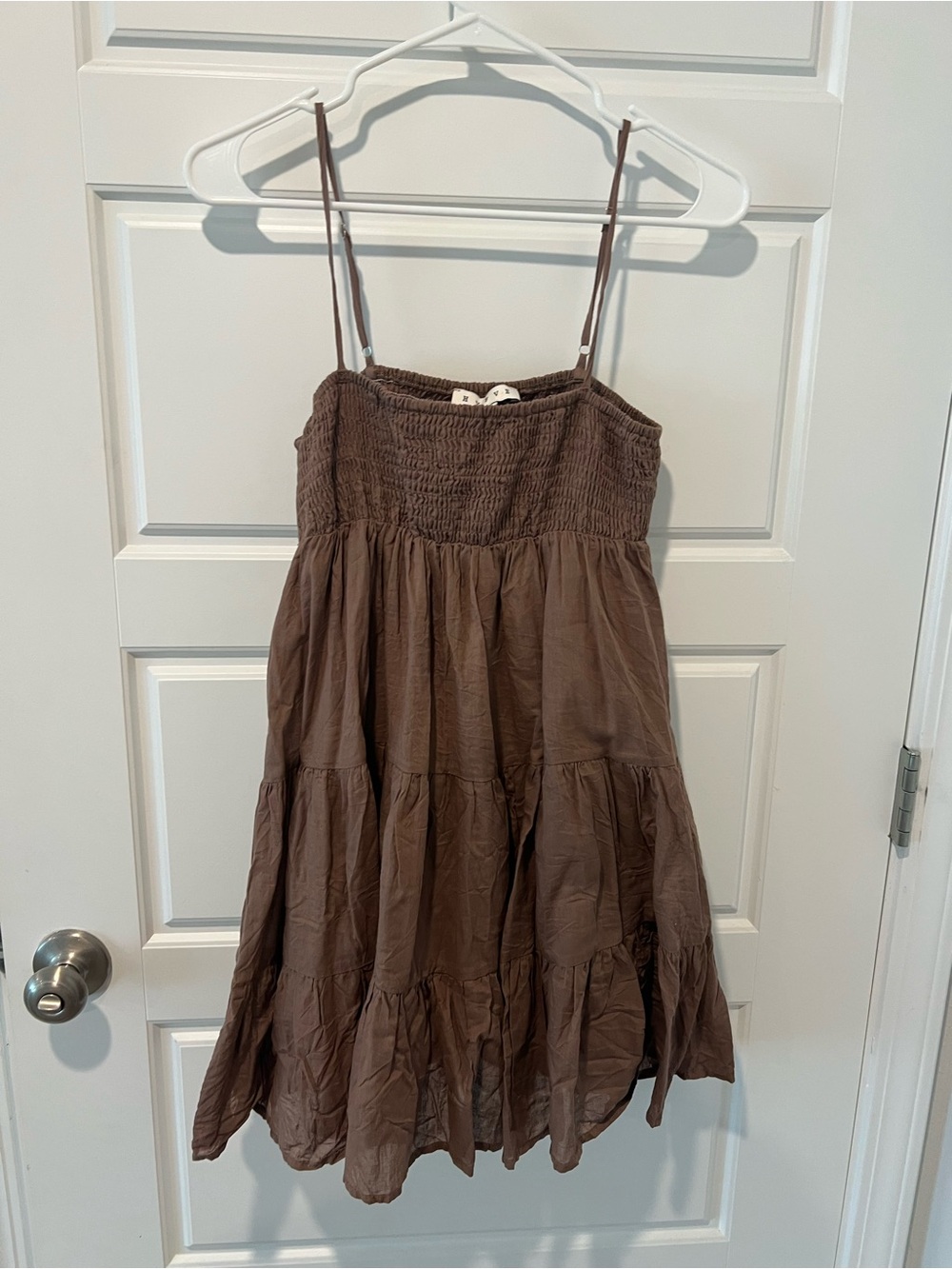 HYFVE Brown Tiered Spaghetti-Strap Dress